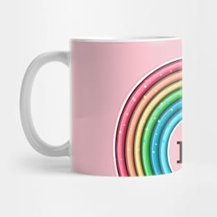 Rainbow and stars LGBTQ (black text) Mug